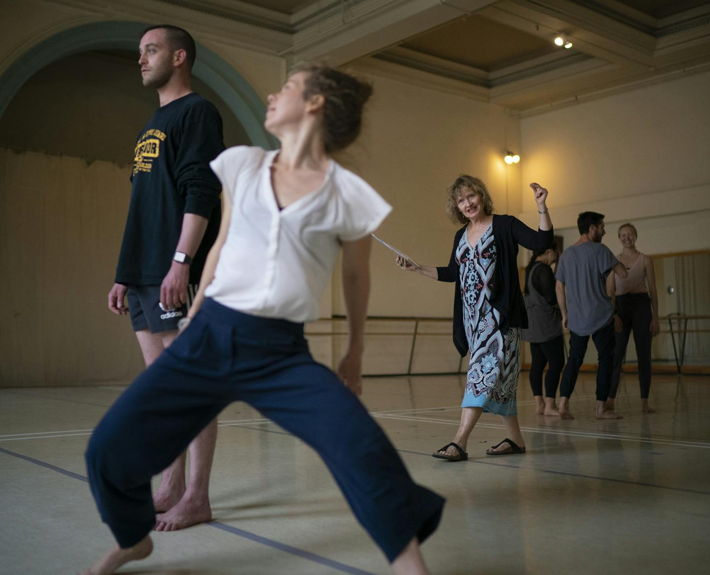 Zenon artist director Linda Andrews gave notes to dancers Sarah Steichen Stiles and Scott Mettille rehearsing "Storm" Thursday afternoon. ] JEFF WHEELER &#x2022; jeff.wheeler@startribune.com Founding artistic director Linda Andrews rehearsed the Zenon Dance Co. dancers for the final performances by the 36 year-old company in their studio in the Cowles Center for Dance and the Performing Arts Thursday afternoon, May 30, 2019 in Minneapolis.