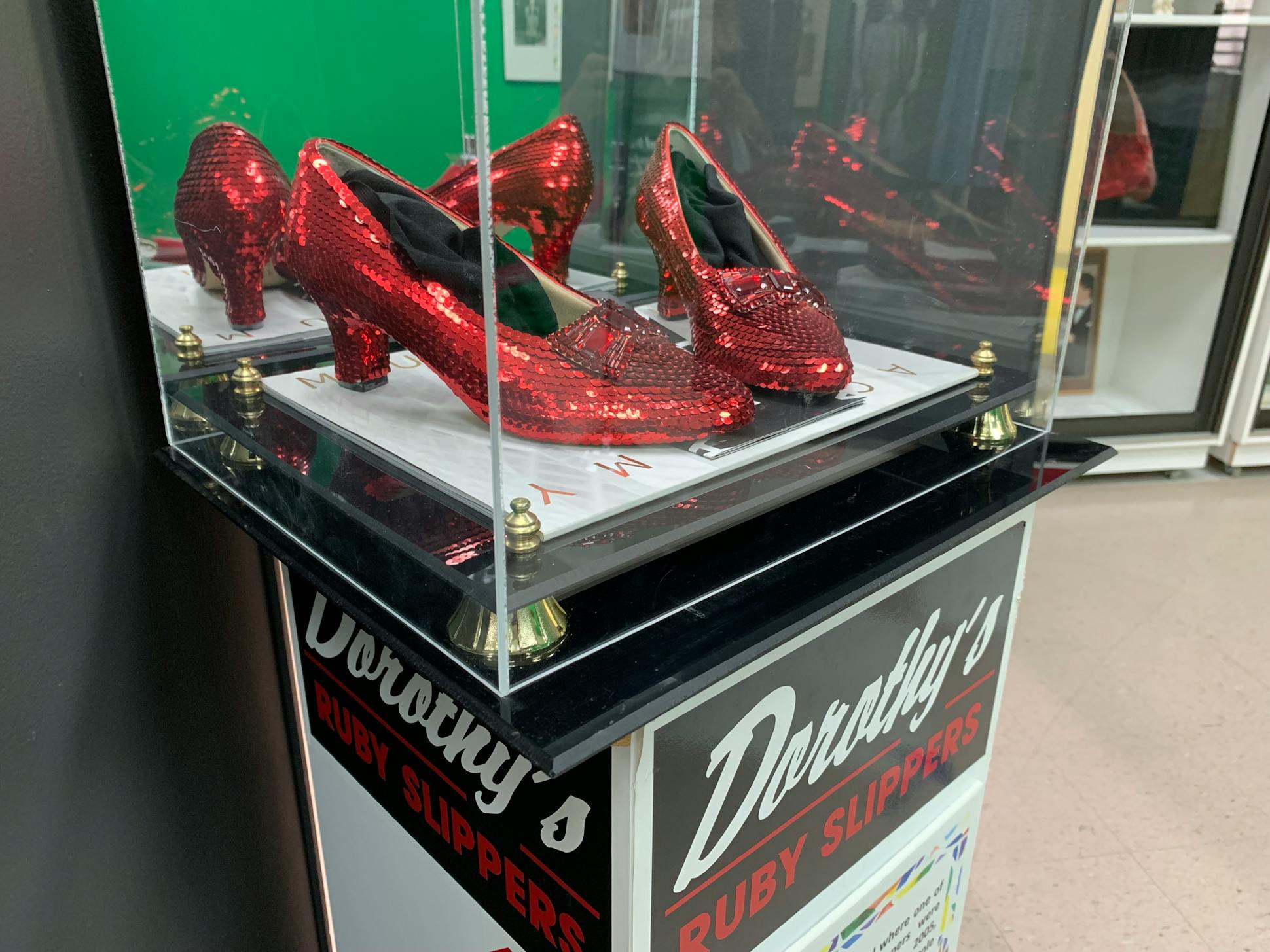 A replica of Dorothy's ruby slippers from “The Wizard of Oz” on display at the Judy Garland Museum in Grand Rapids, Minn.