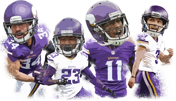 From left, Andrew Sendejo, Terence Newman, Mike Wallace and Blair Walsh.