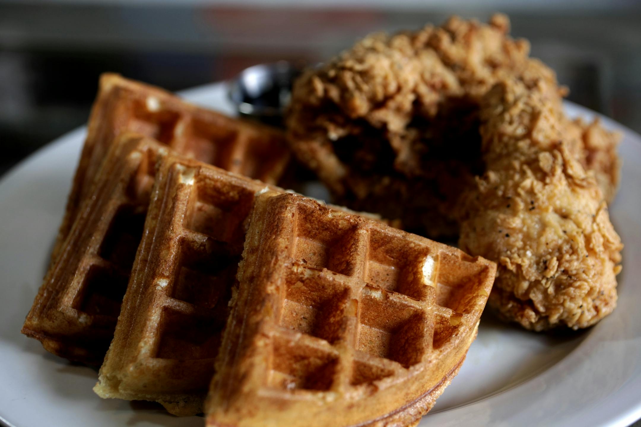 Fried chicken and waffles at Smack Shack in Minneapolis, MN on May 24, 2013.