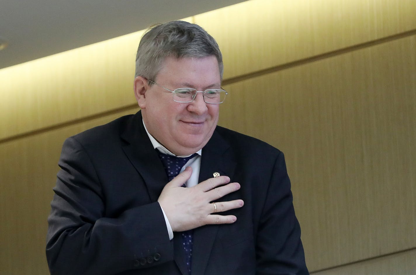 Deputy Governor of the Bank of Russia Alexander Torshin attends a plenary meeting of the Russian Federation Council on March 29, 2017 in Moscow, Russia. (Stanislav Krasilnikov/TASS/Zuma Press/TNS)