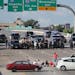 Protestors blocked the southbound interstate on 35W near the University Avenue bridge, Wednesday, July 13, 2016 in Minneapolis, MN.