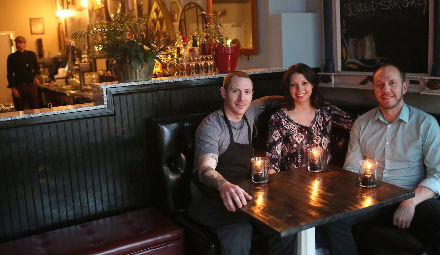 Chef Leonard Anderson, left to right, with co-owners Ashleigh Newman and Ryan Husby at Tongue in Cheek Friday, Jan. 2, 2015, in St. Paul, MN.](DAVID JOLES/ STARTRIBUNE)djoles@startribune.com Tongue in Cheek Friday, Jan. 2, 2015, in St. Paul, MN.** Leonard Anderson, Ashleigh Newman, Ryan Husby,cq