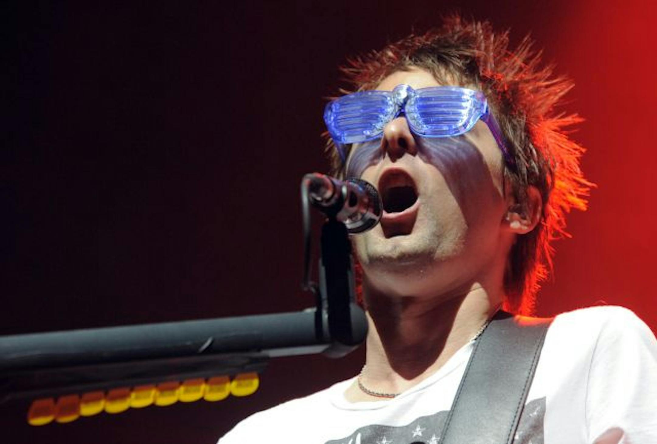 Matt Bellamy of Muse performs during the band's headlining set on the second day of the Coachella Valley Music and Arts Festival in Indio, Calif., Saturday, April 17, 2010.
