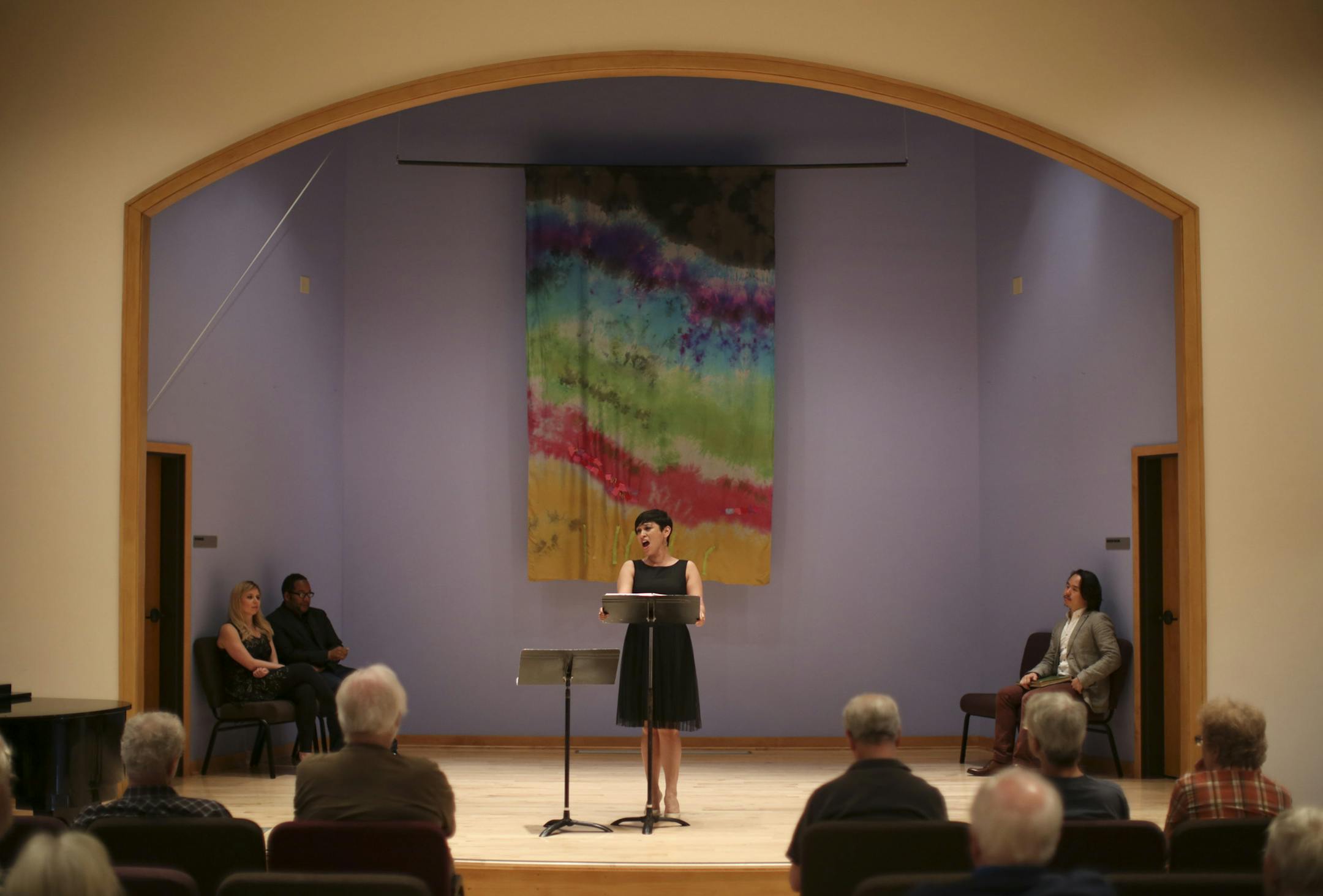 Cecilia Violetta Lopez sang an aria from act one Tuesday night at the Walker Church in Minneapolis. ] JEFF WHEELER ï jeff.wheeler@startribune.com Skylark Opera is staging the local premieres of this week of the Sondheim revue "Putting It Together" and Pucclini's "La Rondine." Tuesday night, June 2, 2015 at the Walker Church in Minneapolis, excerpts from "La Rondine" were performed as part of Nautilus Music-Theater's Rough Cuts series.