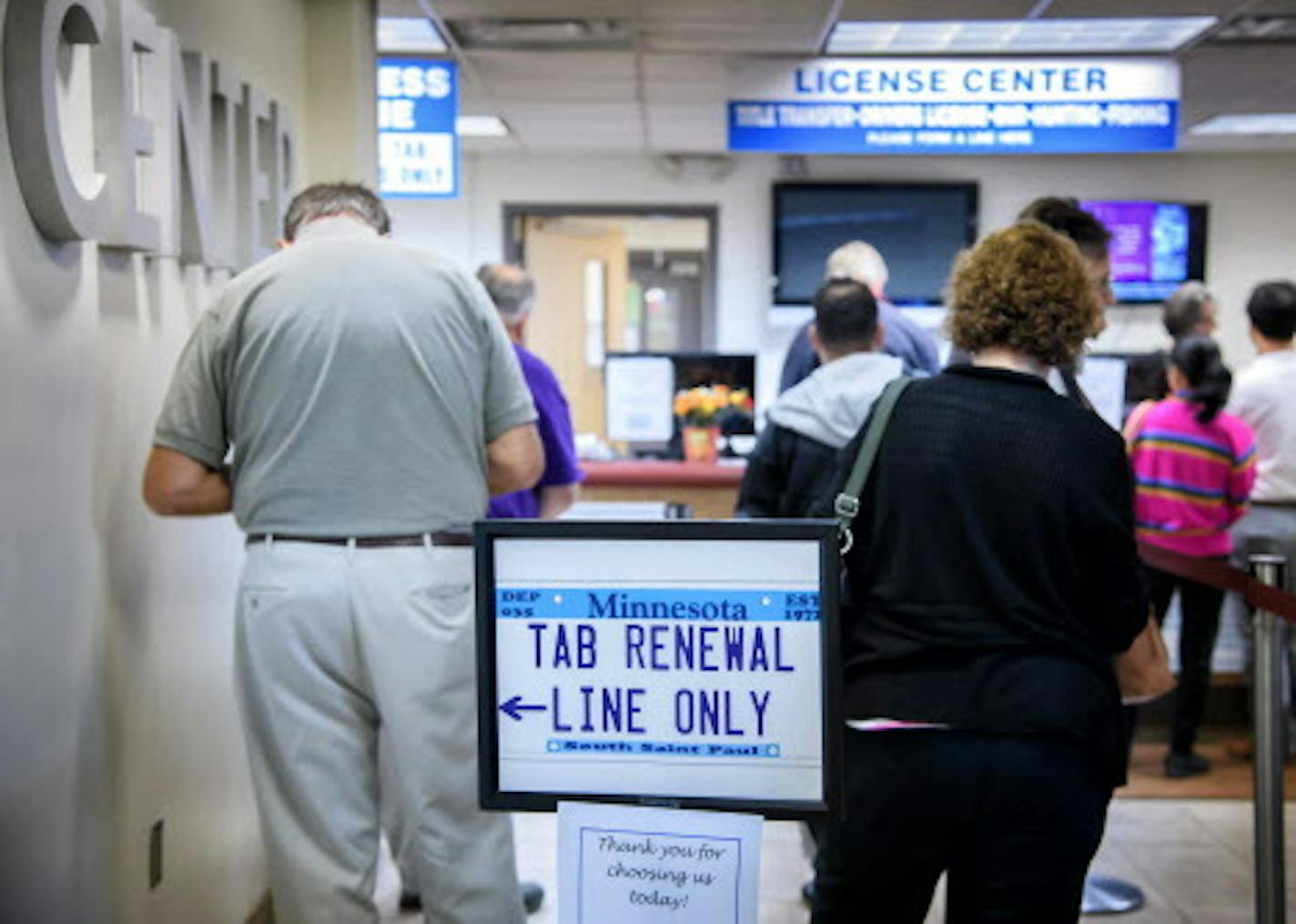 The South Saint Paul Quick-Serv License Center. ] GLEN STUBBE &#xef; glen.stubbe@startribune.com Thursday, September 28, 2017 Eleven weeks into the rollout of a system upgrade for Minnesota's vehicle licensing system, major problems are persisting at offices around the state. Vehicle dealerships can't get the right paperwork to get cars off the lot, people with disabilities can't get their specialized plates and legislative hearings on the matter have turned into an hours-long discussion of the