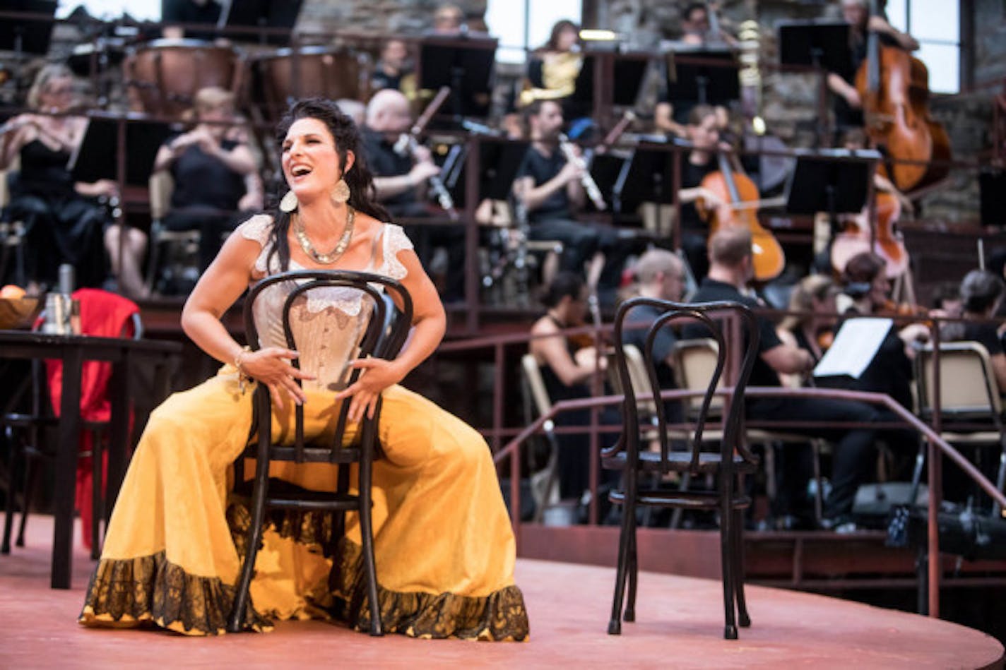 Audrey Babcock as Carmen in "Carmen" by Mill City Summer Opera.