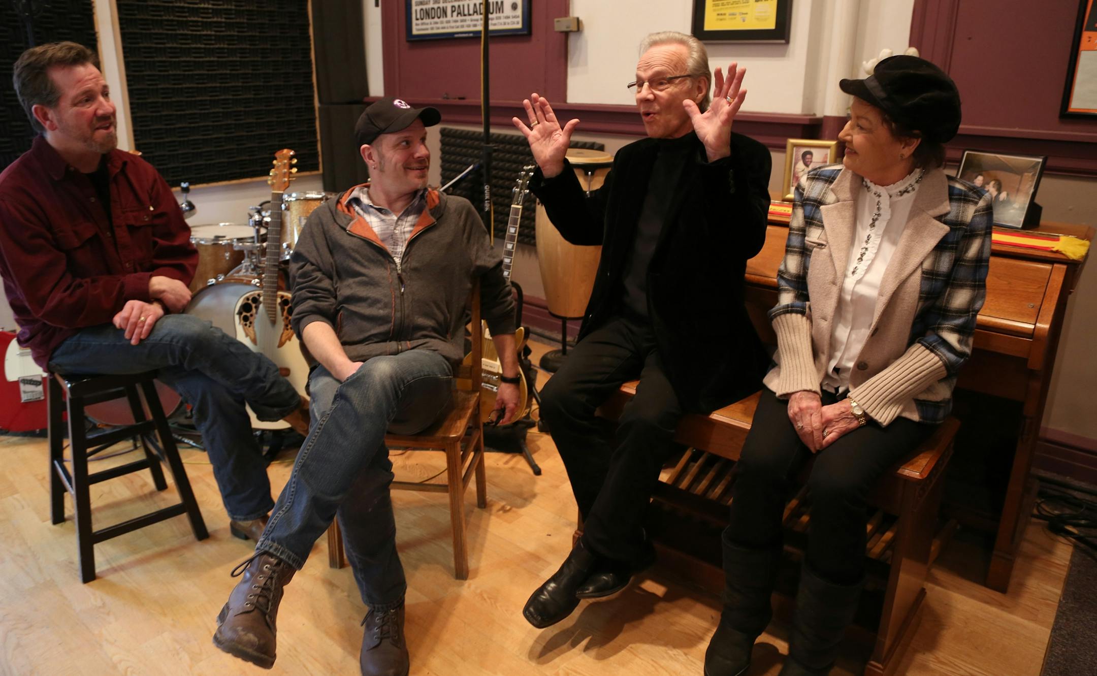 With his sons, Jeff and Tommy on the left, Bobby Vee, 1960s rock star sat with his wife, Karen as he talked about his career in his recording studio in St. Joseph Tuesday, February 18, 2014.