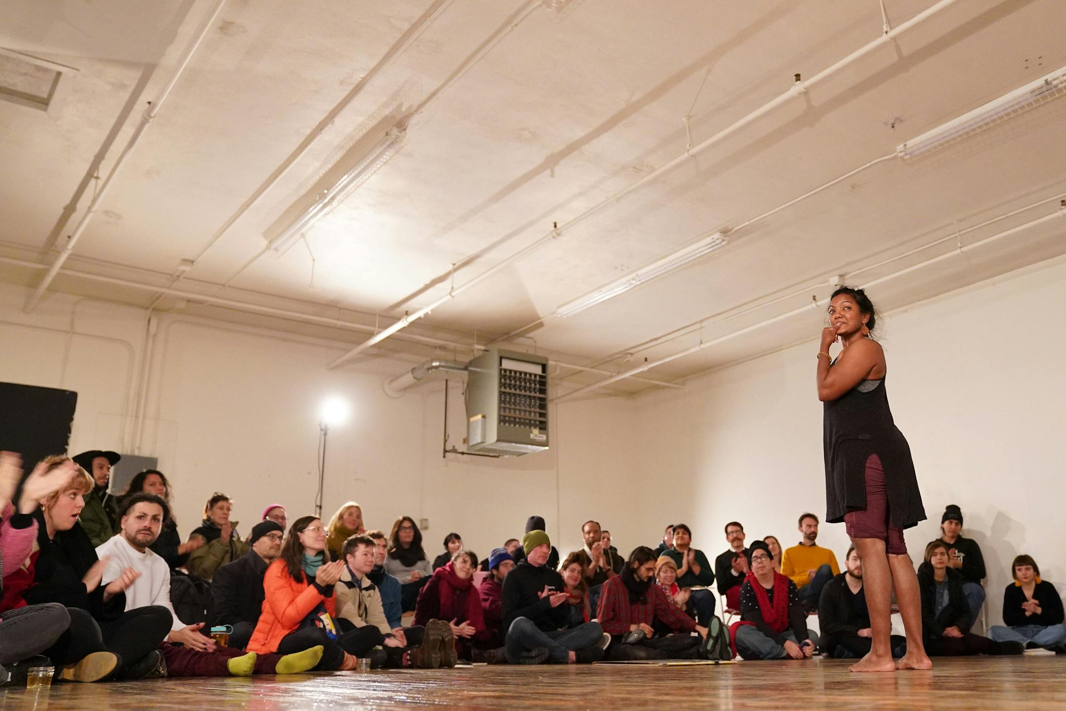 Chitra Vairavan performed during the Work In Progress show Friday night at The Ivy Building. ] ANTHONY SOUFFLE &#x2022; anthony.souffle@startribune.com The group Work In Progress held a performance where dancers and choreographers can try out new work and get feedback from other dancers and choreographers Friday, Dec. 6, 2019 at The Ivy Building in Minneapolis.