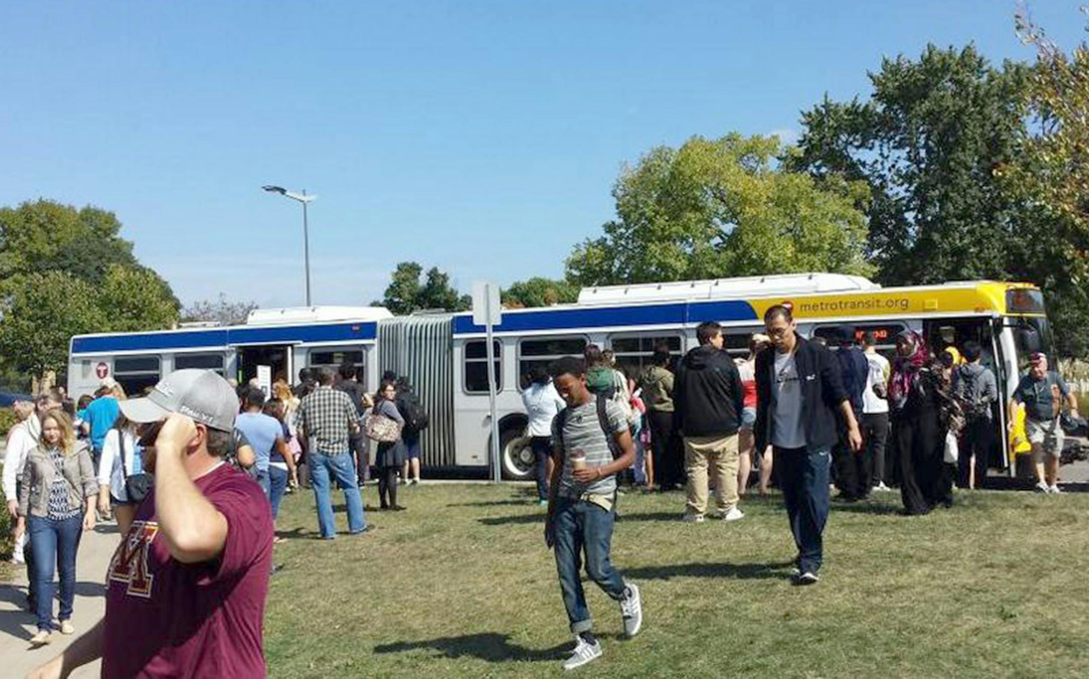 All the bus stop photos like this: https://twitter.com/JeffHargarten/status/513390165897662464/photo/1 Are from the bus stop adjacent to the Terminal 2-Humphrey LRT platform, Jeff said.