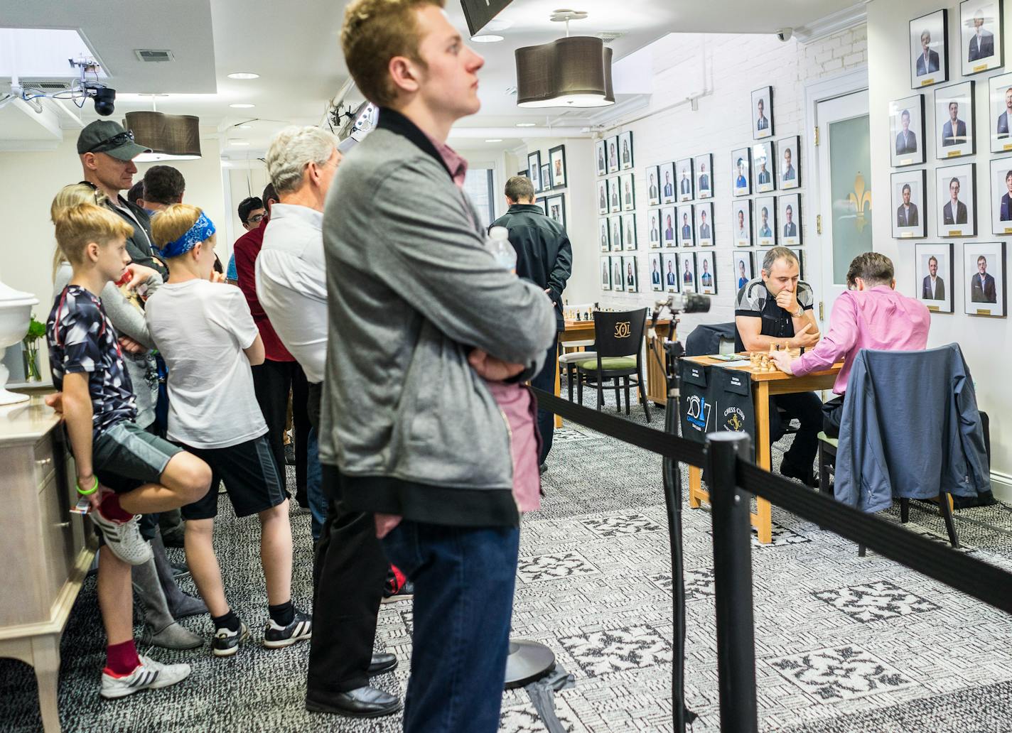 Spectators get a close-up view of the action at the Chess Club and Scholastic Center of St. Louis during the U.S. Championship earlier this month.