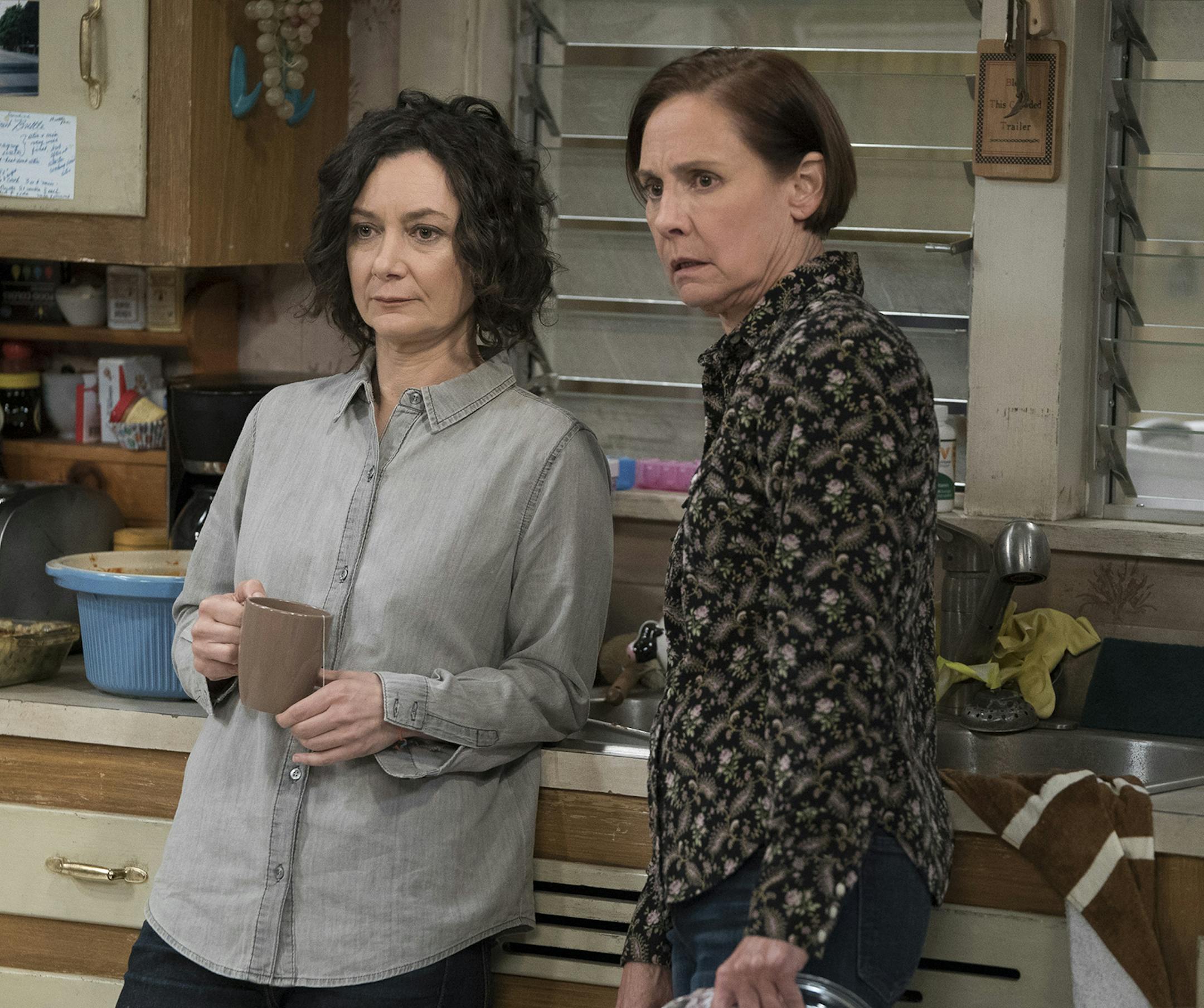 THE CONNERS - "Keep on Truckin'" - A sudden turn of events forces the Conners to face the daily struggles of life in Lanford in a way they never have before, on the series premiere of "The Conners," airing TUESDAY, OCT. 16 (8:00-8:31 p.m. EDT), on The ABC Television Network. (ABC/Eric McCandless) SARA GILBERT, LAURIE METCALF