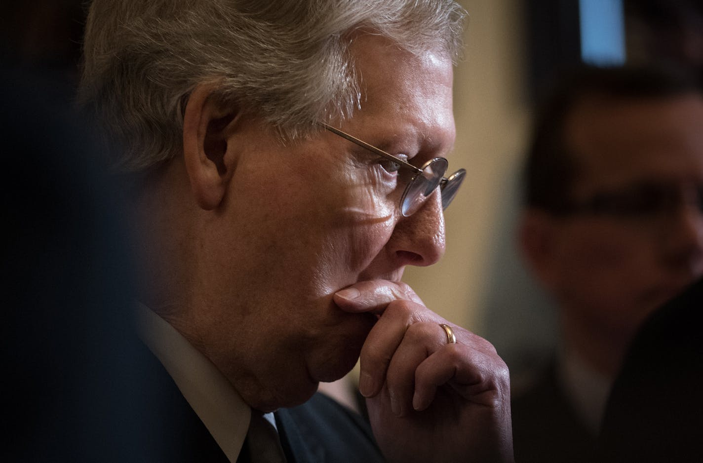 Senate Majority Leader Mitch McConnell (R-Ky.) attends a news conference on Capitol Hill in Washington, June 26, 2018. Justice Anthony Kennedy&#xed;s retirement throws the volatile issue of a Supreme Court confirmation to the Senate, and Democrats have little power to stop it. (Erin Schaff/The New York Times)