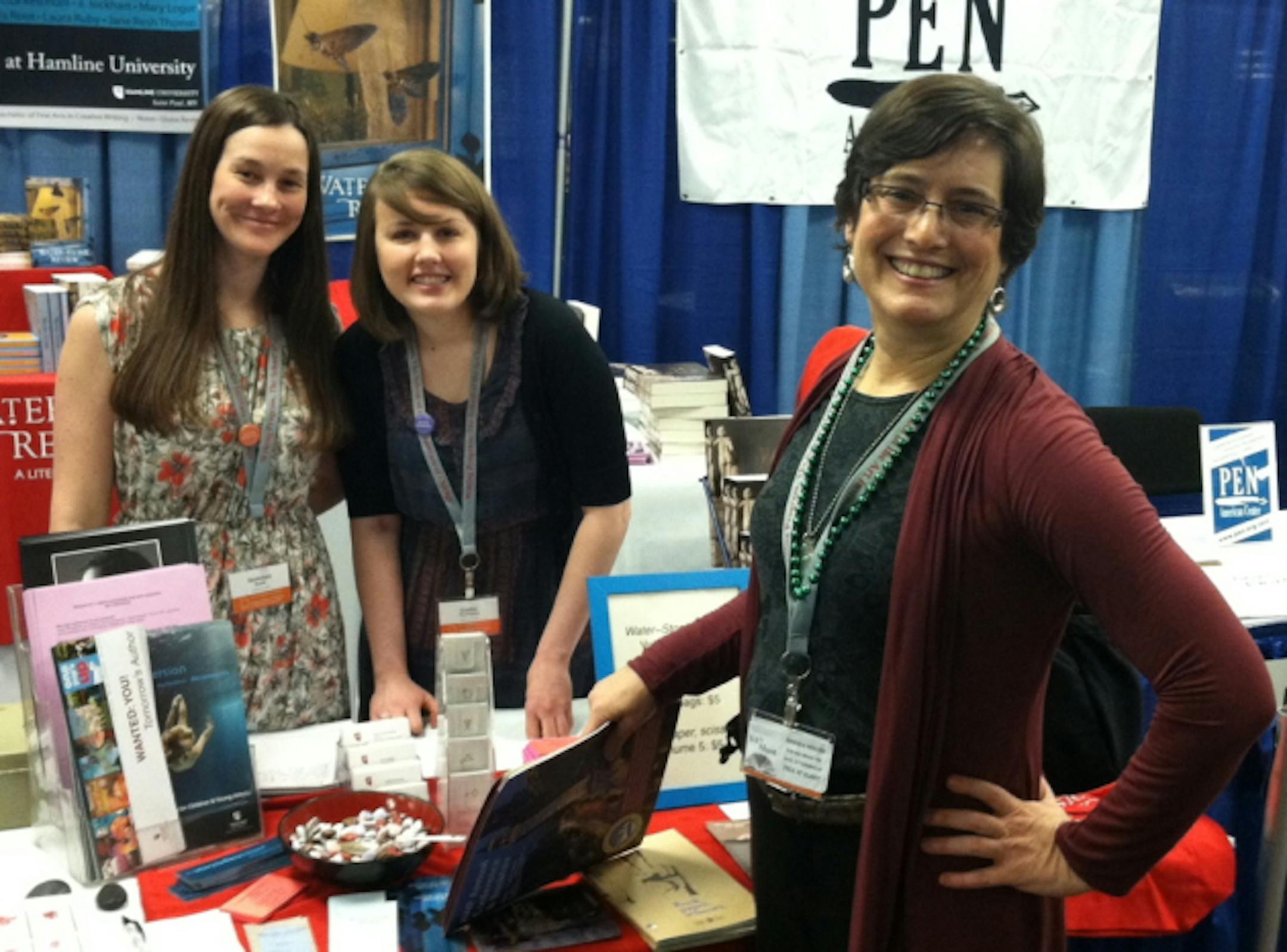 Graduate Students from The Creative Writing Programs at Hamlilne, Gretchen Rueth and Caitlin Thompson, with creative nonfiction author Brenda Miller of Bellingham, Wash.