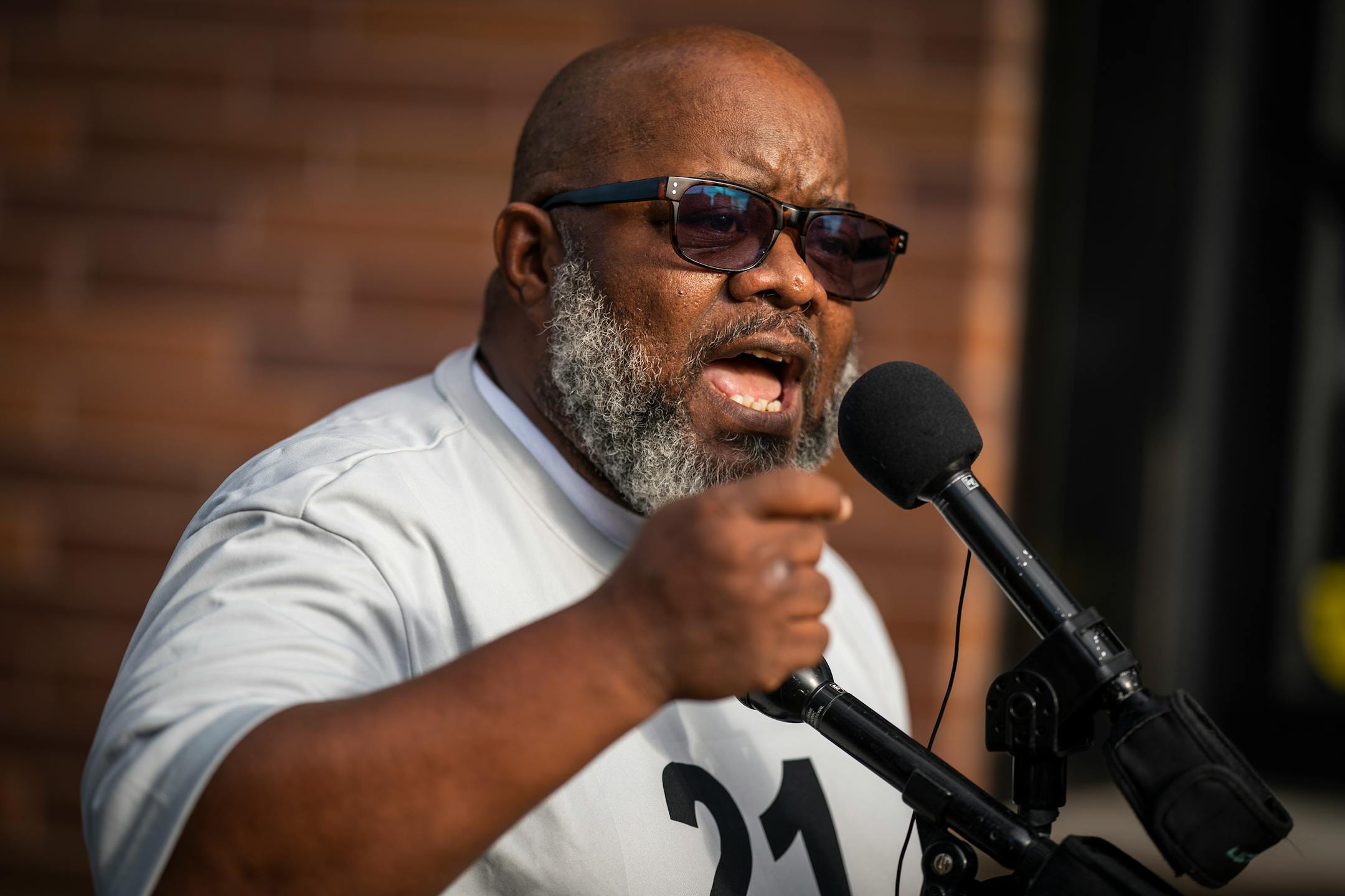 Rev. Darryl Spence of New Hope Baptist Church spoke during a press conference outside Seventh Street Truck Park in St. Paul after a mass shooting occurred at the bar.