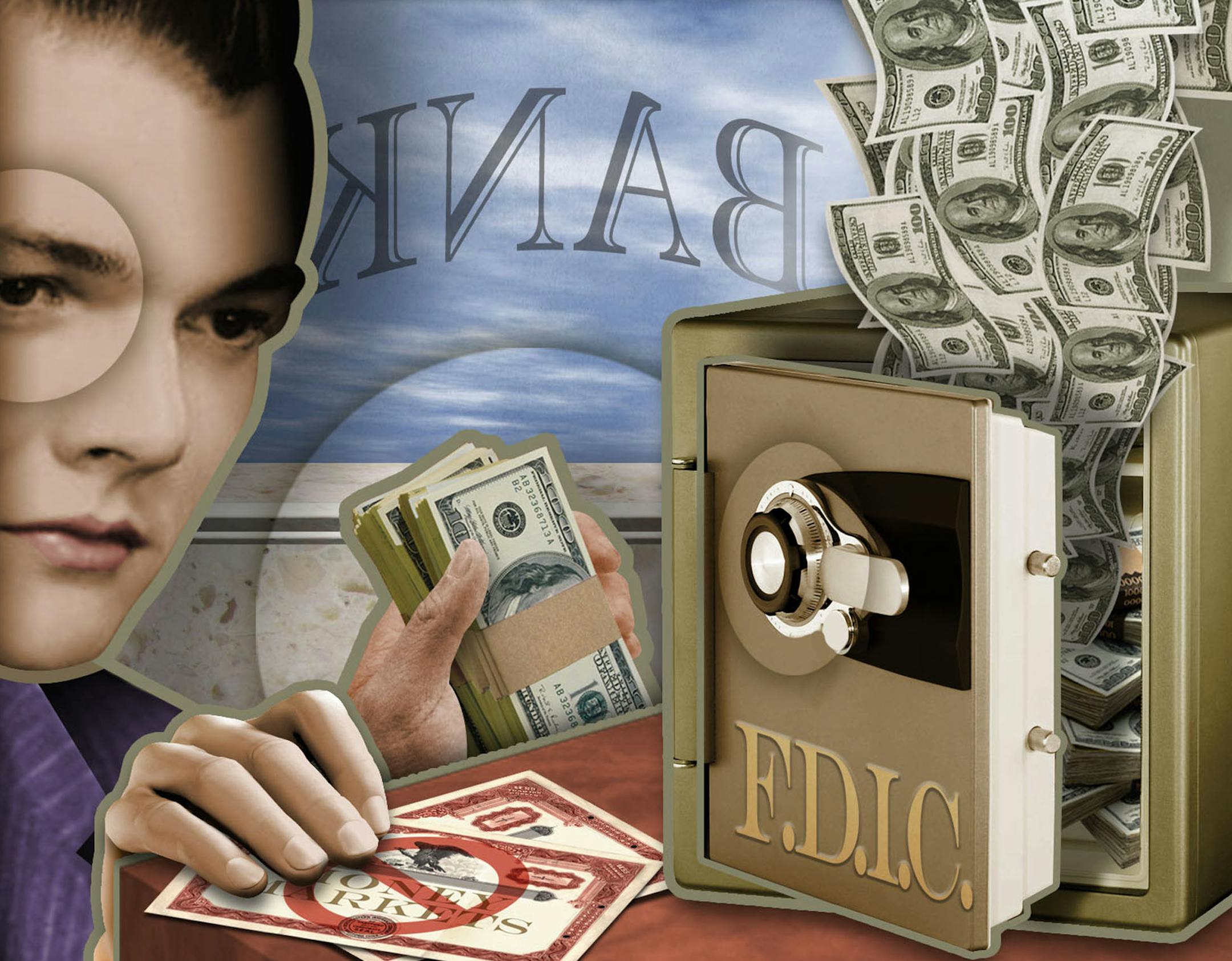 300 dpi Rick Nease illustration of man putting money into a savings account instead of into bonds or money markets. Detroit Free Press 2012<p> krtnational national; krt; krtcampus campus; mctillustration; 04000000; 04006018; 04008023; 04008025; 04008026; 04008027; 04008028; FIN; financial market; investment; krtbond bond; krtbusiness business; krtfinancialservice financial services; krtmacroecon macroeconomics macro economics; krtmarket market; krtnamer north america; krtpersonalfinance personal