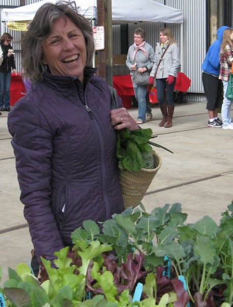Beth Dooley at a recent stop at the Mill City Farmers Market in Minneapolis.