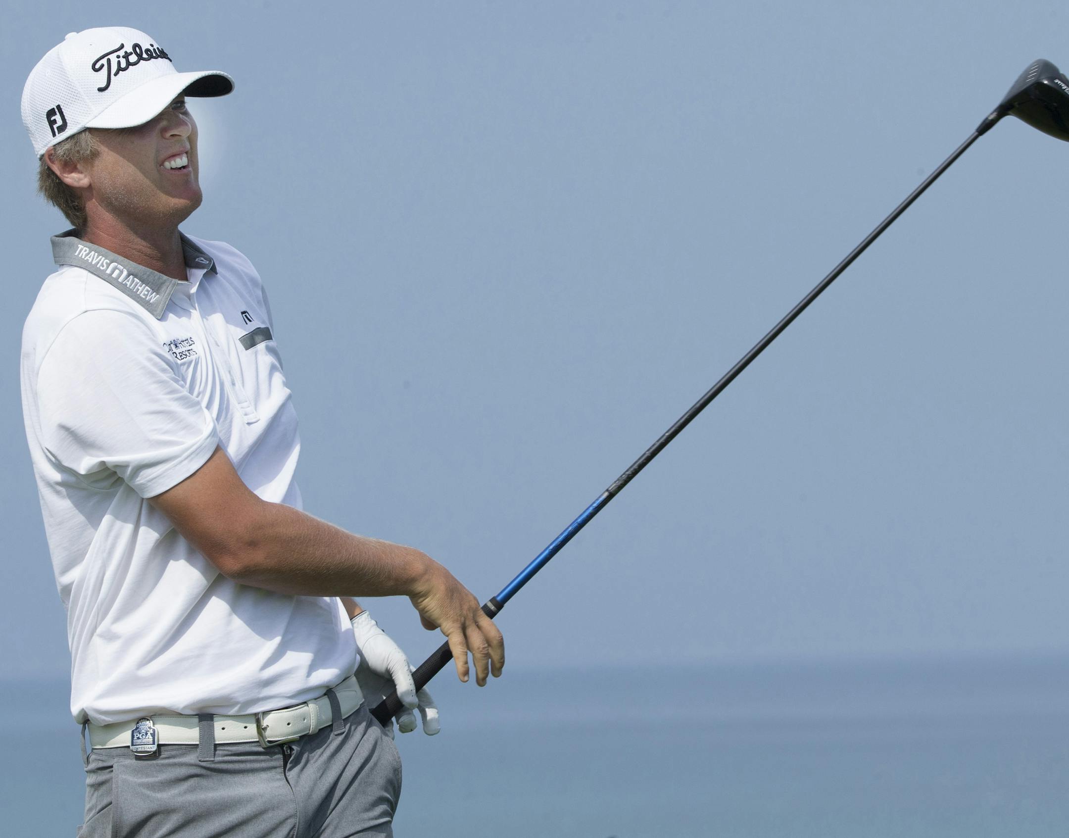 Matt Jones tees off on the 16th hole Friday, August 14, 2015 during the second round of the PGA Championship at Whistling Straits in Haven, Wis. (Mark Hoffman/Milwaukee Journal Sentinel/TNS)