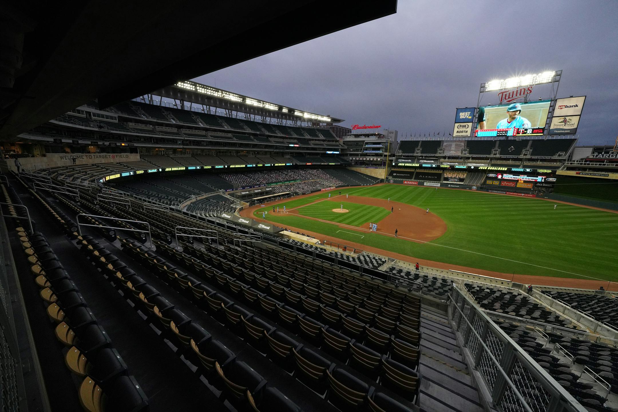 The stands sat empty in accordance with COVID-19 regulations as the Twins took on the Indians on Sept. 12