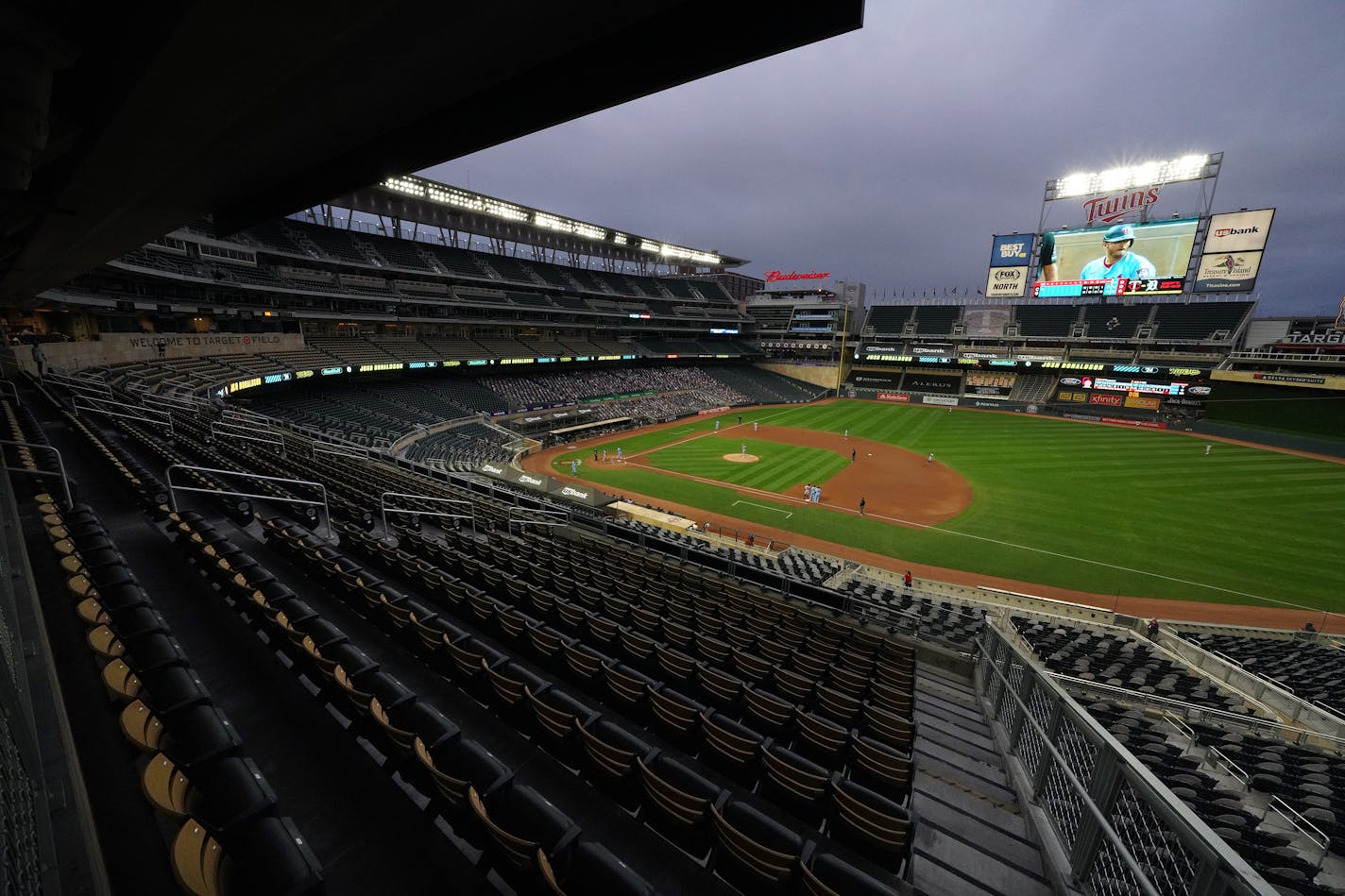 The stands sat empty in accordance with COVID-19 regulations as the Twins took on the Indians on Sept. 12