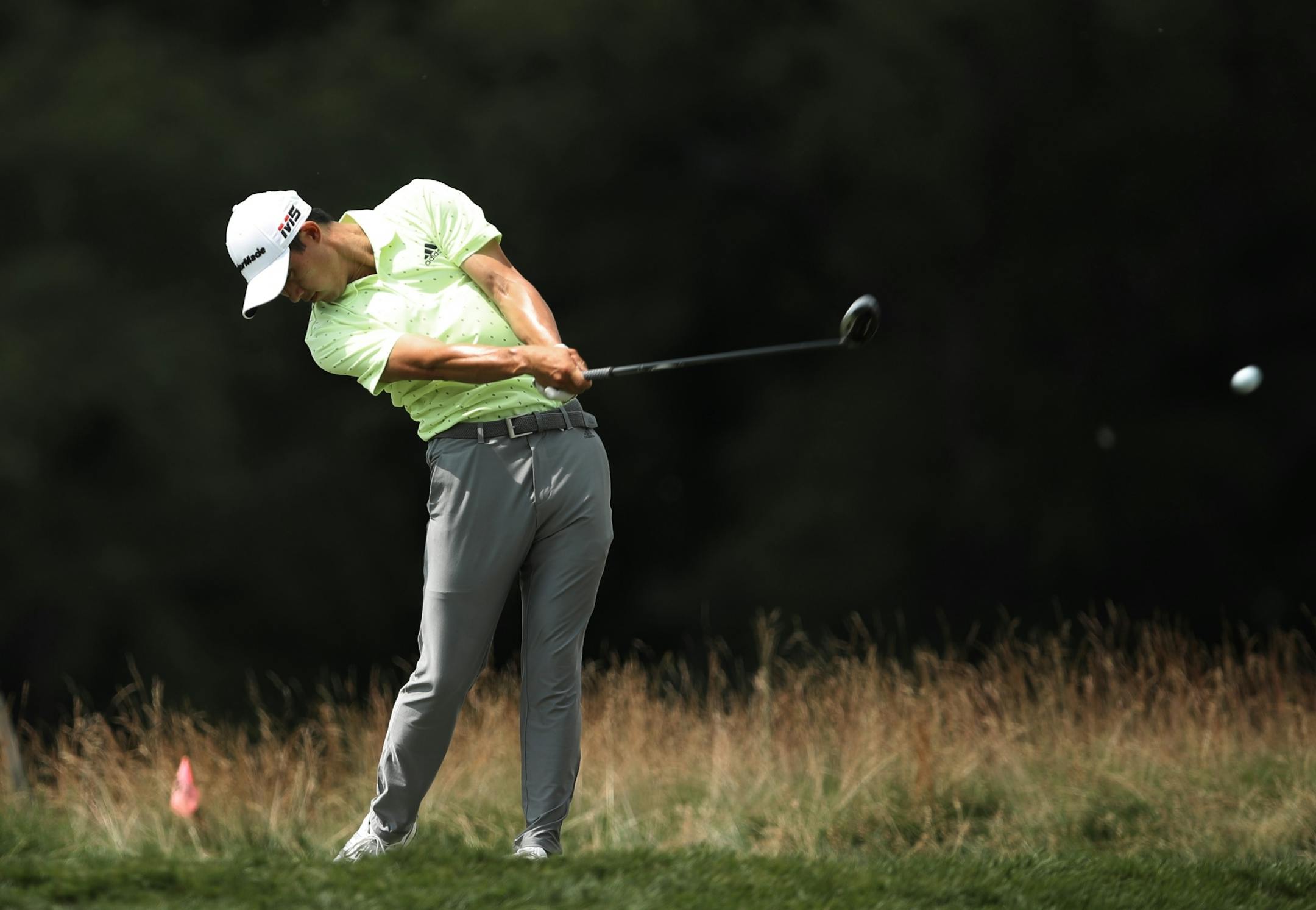 Collin Morikawa hit a tee shot at 14 during third round action at TPC Twin Cities Saturday July,6 2019 in Blaine, MN.