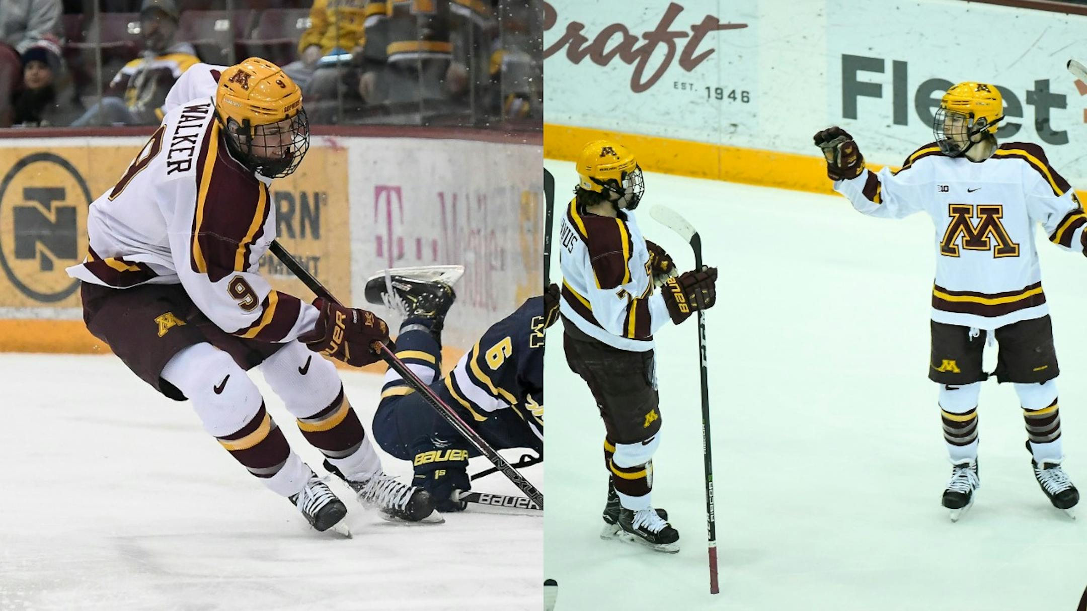 Two Gophers hockey forwards were awarded Big Ten Conference postseason honors Tuesday. Sammy Walker is the league's freshman of the year; Pitlick made the all-conference first team.