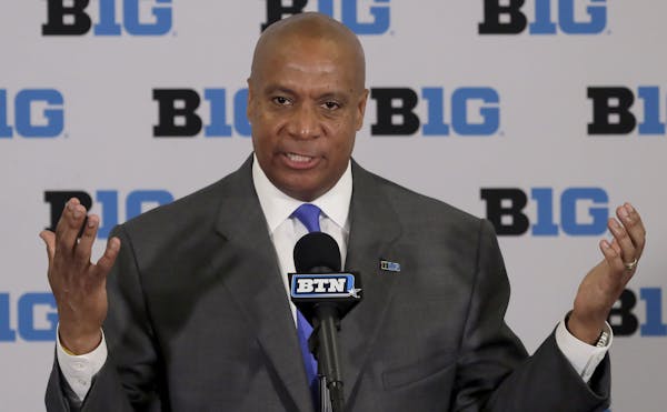 Vikings chief operating officer Kevin Warren talks to reporters after being named Big Ten Commissioner during a news conference last June.