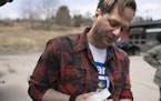 Travis Paulson of Eveleth,MN pointed out the insulin that he and purchased on a recent to trip during a lunch break Saturday May 4, 2019 in Eveleth, M
