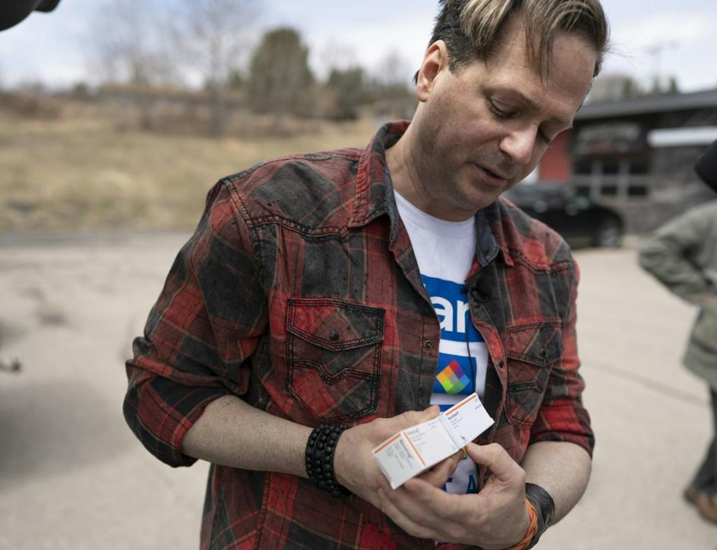 Travis Paulson of Eveleth,MN pointed out the insulin that he and purchased on a recent to trip during a lunch break Saturday May 4, 2019 in Eveleth, Minnesota .