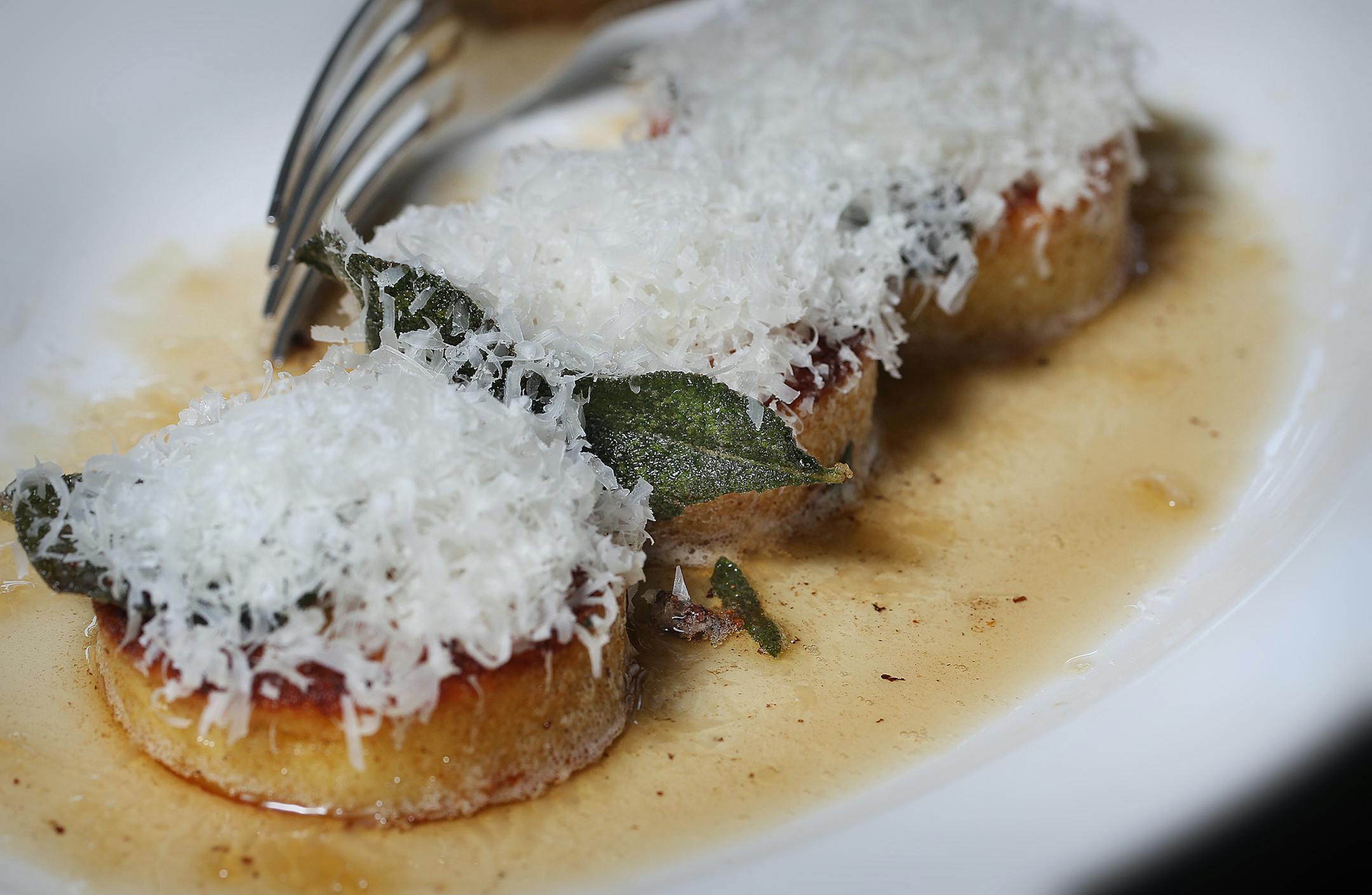 From the Burch Steak restaurant, 1933 Colfax Av S Food: fried semolina. ] TOM WALLACE tom.wallace@startribune.com ASSIGNMENT #20029820A SLUG/SAXO# 286168 rn071813 EXTRA INFORMATION: Restaurant review. Could you shoot chefs Danny del Prado and Isaac Becker (separate and together), and also a group shot of Danny, Isaac, Nancy St. Pierre and Ryan Burnet. Food: Pork shoulder, steak (let them choose, but keep it small), pickled tomatos, fried semolina, Aragosta pizza, baba rum dessert.