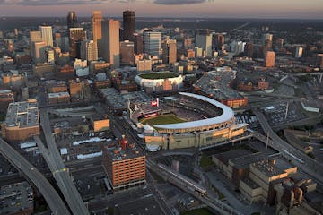 Target Field is situated in the shadow of the Minneapolis skyline.