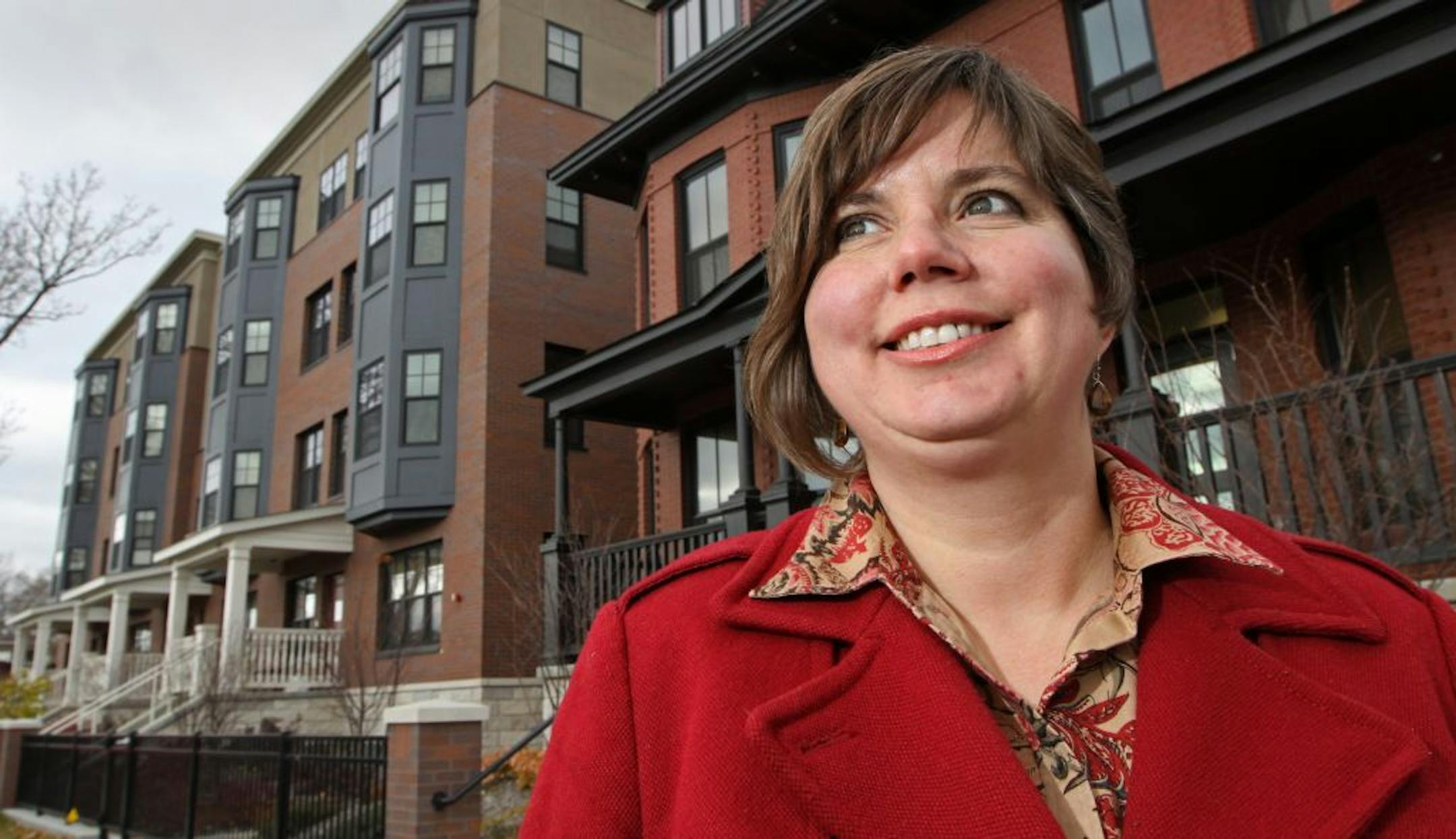 Architect Rosemary Dolata was photographed infront of the Alliance Apartments Addition in Elliott Park on 11/10/11. Dolata was project manager for the affordable housing project addition.
