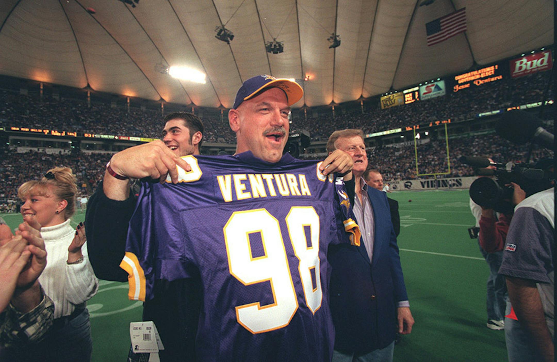 Jesse Ventura at a Vikings game.