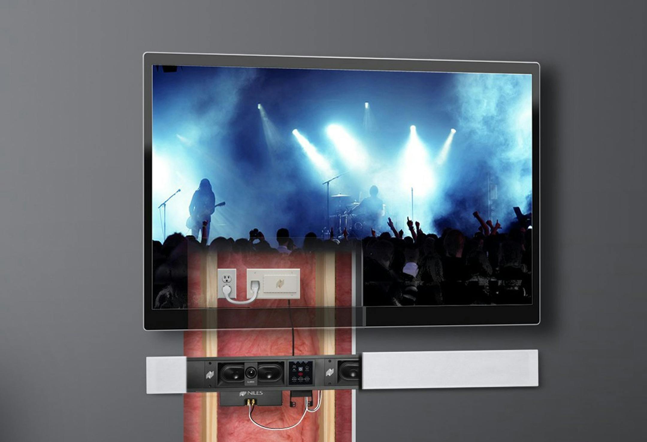 The Cynema Soundfield from Niles Audio is a TV sound bar that hides in the wall. It mounts flush with the wall surface and is covered with a paintable grill. (MCT) ORG XMIT: 1141491