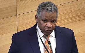 John K. Jefferson presents at a Community Commission on Police Oversight meeting on Nov. 8, 2023 in downtown Minneapolis.