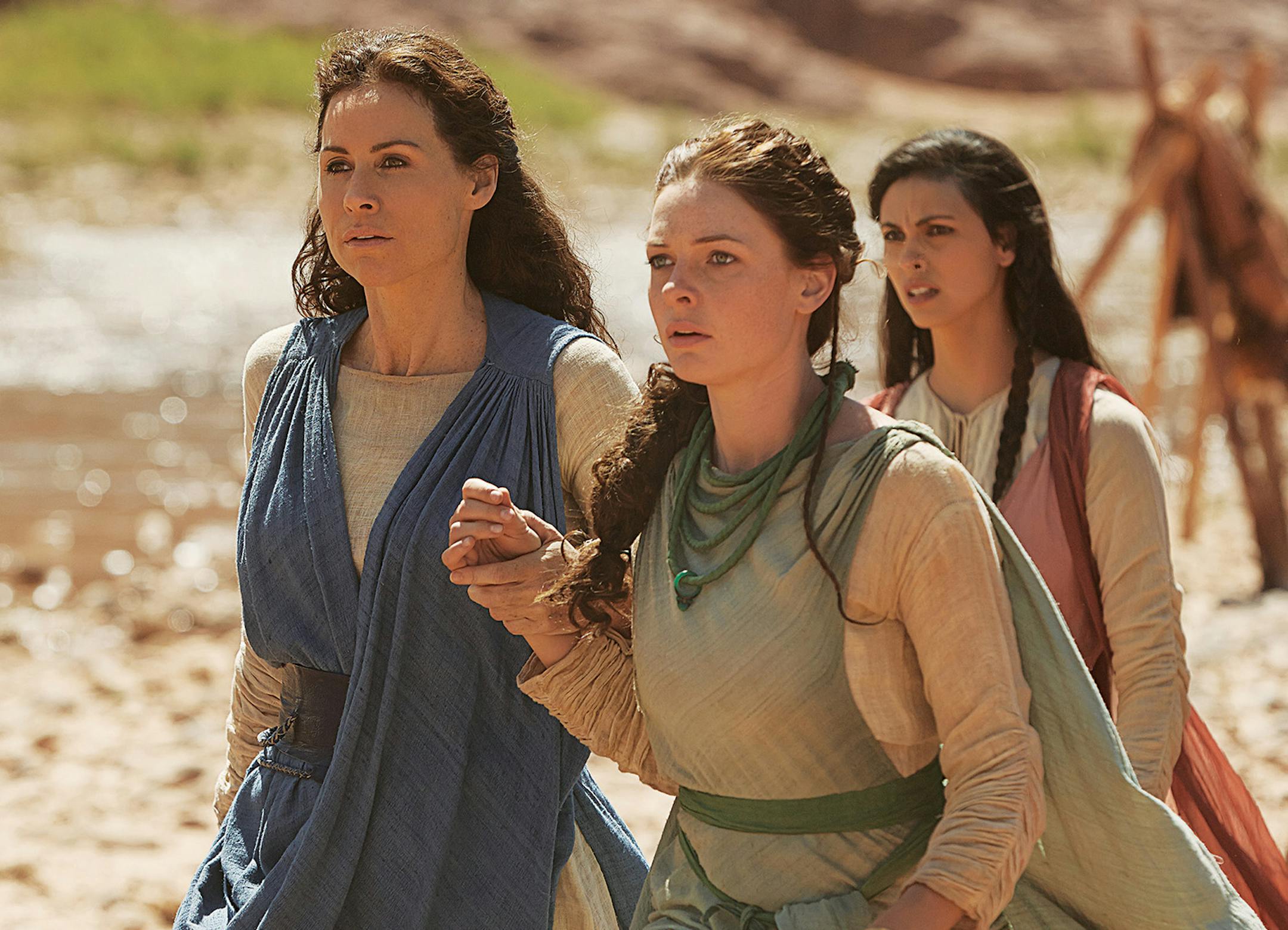 The Red Tent (L to R) Minnie Driver (‚ÄúLeah‚Äù), Rebecca Ferguson (‚ÄúDinah‚Äù) and Morena Baccarin (‚ÄúRachel‚Äù) star in the all-new Lifetime miniseries, The Red Tent. Part-One premieres Sunday, December 7, at 9pm ET/PT followed by Part-Two on Monday, December 8, at 9pm ET/PT on Lifetime. Photo by Joey L., A&E Television Networks Copyright 2014 ORG XMIT: MIN1412021058171372