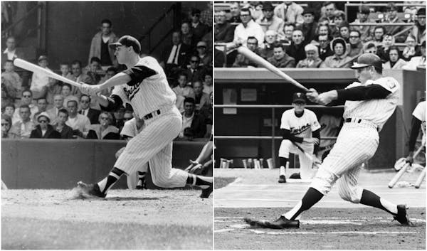 Bob Allison (shown in 1964) and Harmon Killebrew (1967) each slugged their way into the Twins record books.