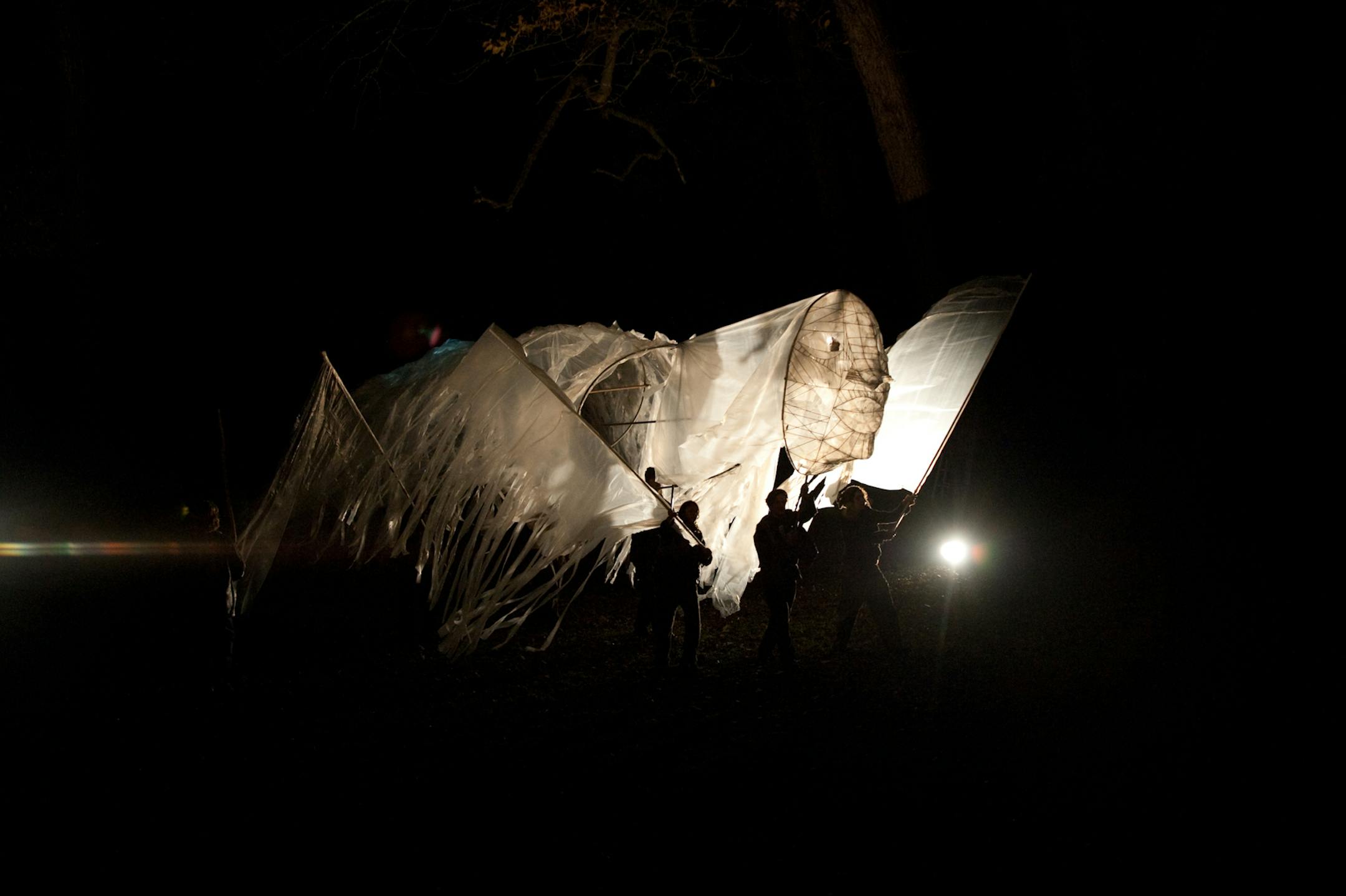 A past show by artists of Public Domain Productions, a puppetry and performance troupe that plans to light up the Hamline-Midway and Frogtown neighborhoods with a nighttime lantern parade