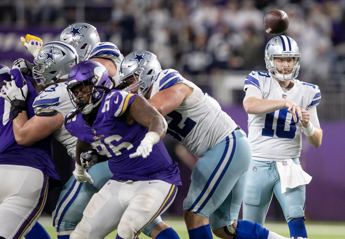 Dallas Cowboys quarterback Cooper Rush (10) in the fourth quarter, when his team rallied to beat the Vikings 20-16.