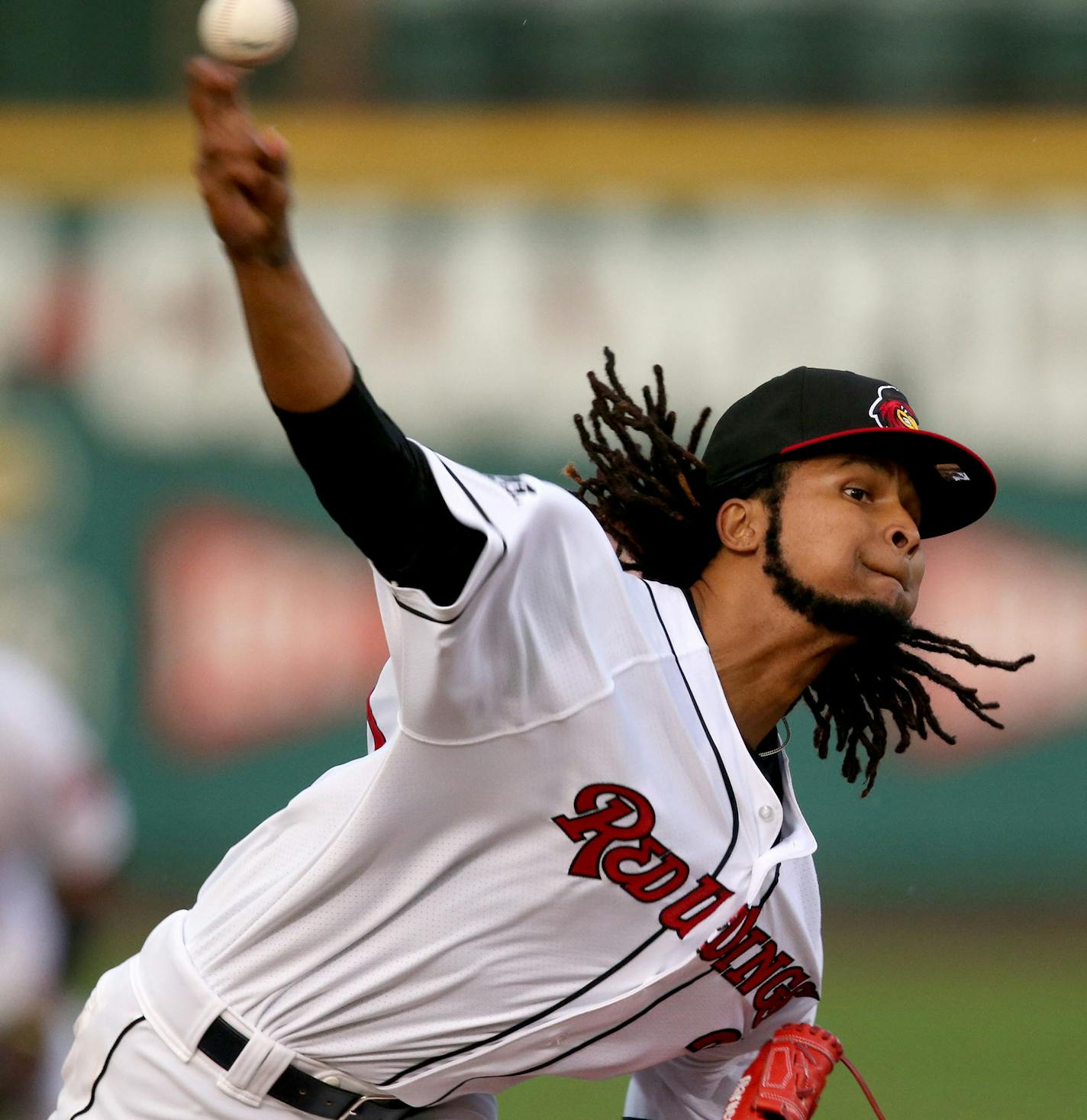 Red Wings pitcher, Ervin Santana, during the fourth inning against Pawtucket Red Sox, Tuesday, June 30, 2015 at Frontier Field in Rochester, NY. ORG XMIT: SA# is 233176