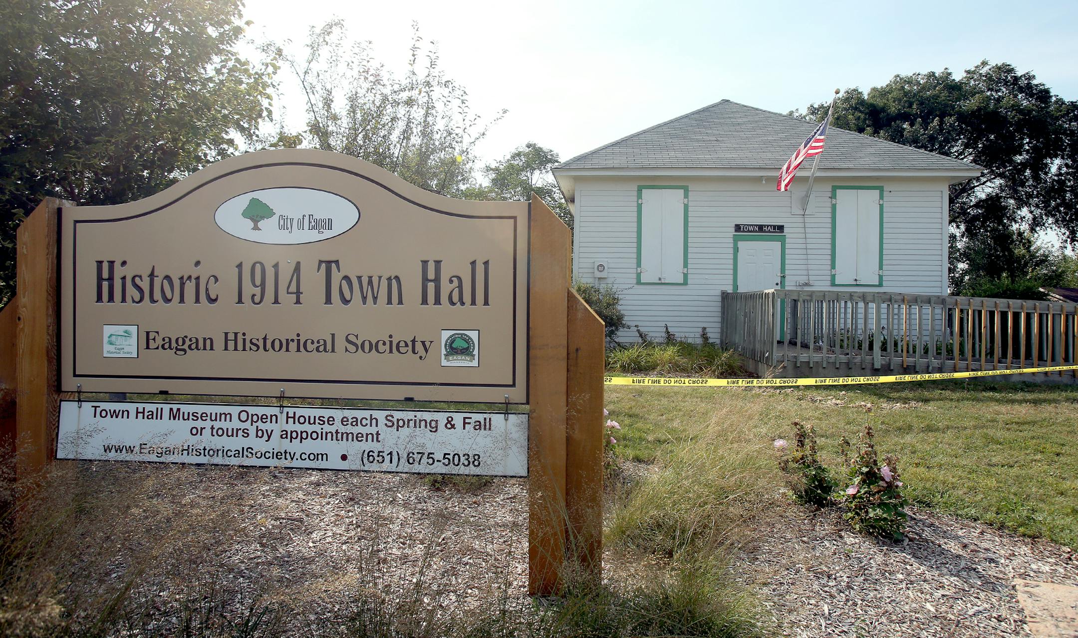 A suspicious fire was started early Sunday September 8, 2013 at the 1914 Old Eagan Town Hall in Eagan, MN. September 09, 2013. ] JOELKOYAMA‚Ä¢joel koyama@startribune Most of the photos, memorabilia and artifacts from the old Eagan Town Hall were salvaged and will be preserved for another generation to catch of glimpse of life and city government in the early to mid-20th century. It's too early to say, though, whether the 1914 building will be able to be saved after a suspicious