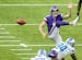Austin Bryant (94) of the Detroit Lions blocked a punt by Minnesota Vikings Britton Colquitt (2) in the third quarter.