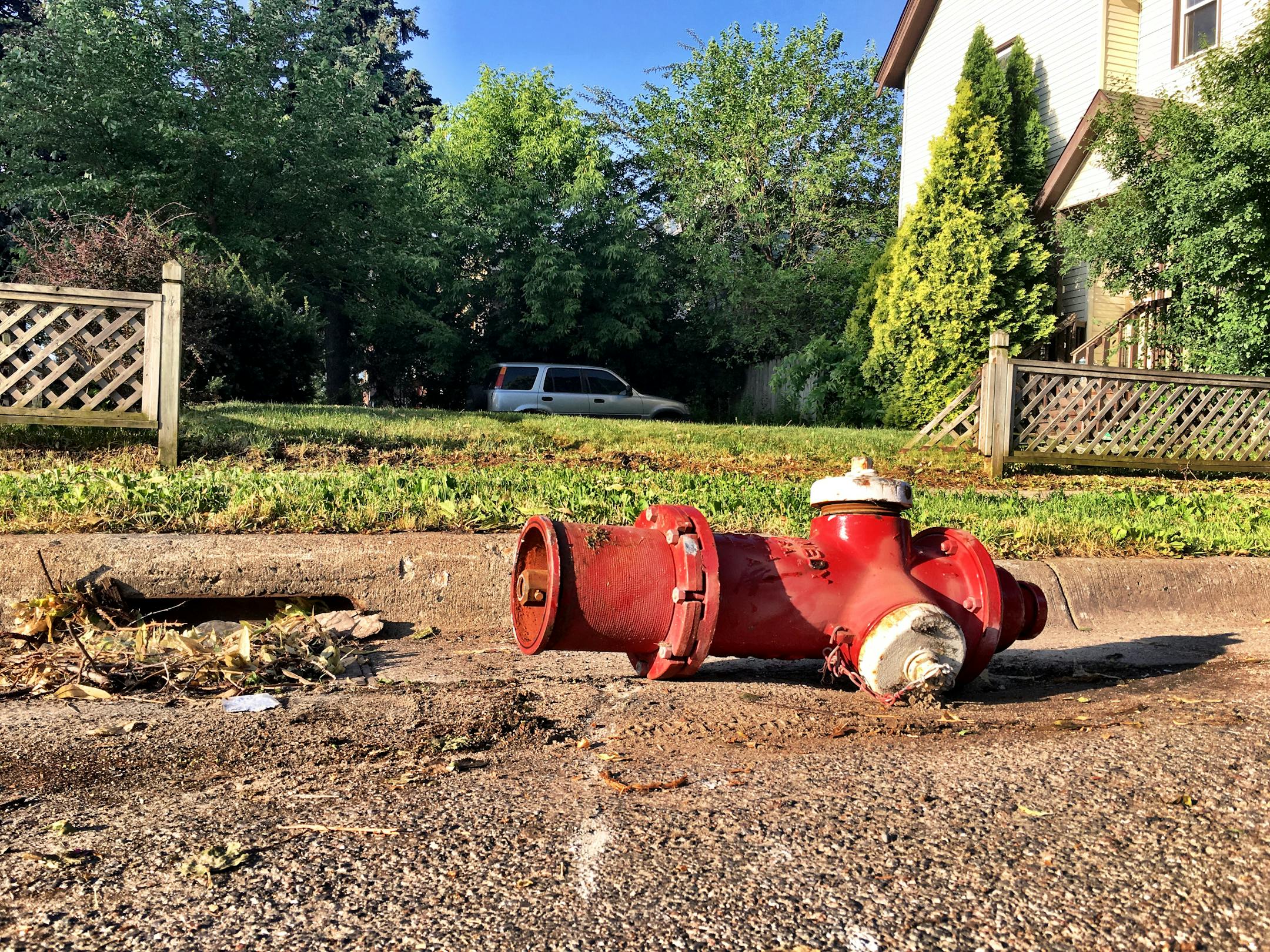 A broken fire hydrant remained at the scene Monday morning where a man was found fatally inside a stolen van that crashed at Blaisdell Avenue S. and 32nd Street in Minneapolis
