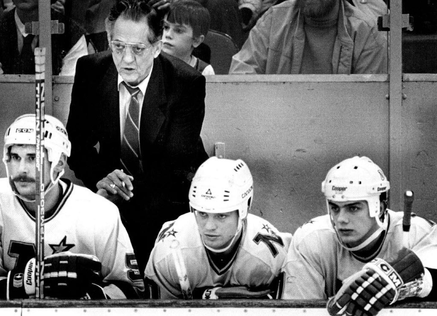 February 10, 1985 The North Stars and coach Glen Sonmor can't like what they're seen on the ice this season.