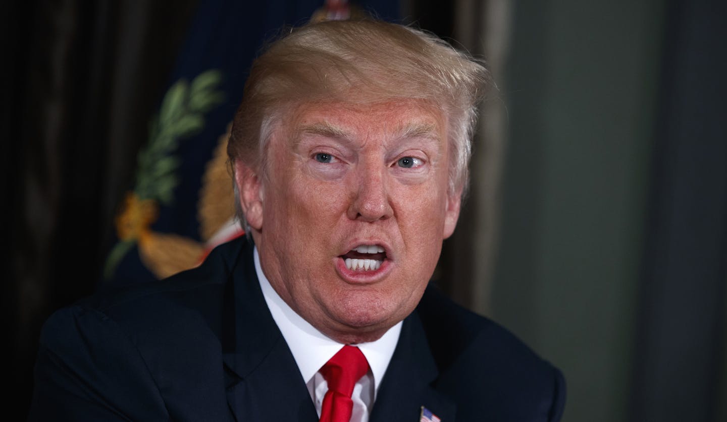 President Donald Trump talks about North Korea during a briefing on the opioid crisis, Tuesday, Aug. 8, 2017, at Trump National Golf Club in Bedminster, N.J. (AP Photo/Evan Vucci)