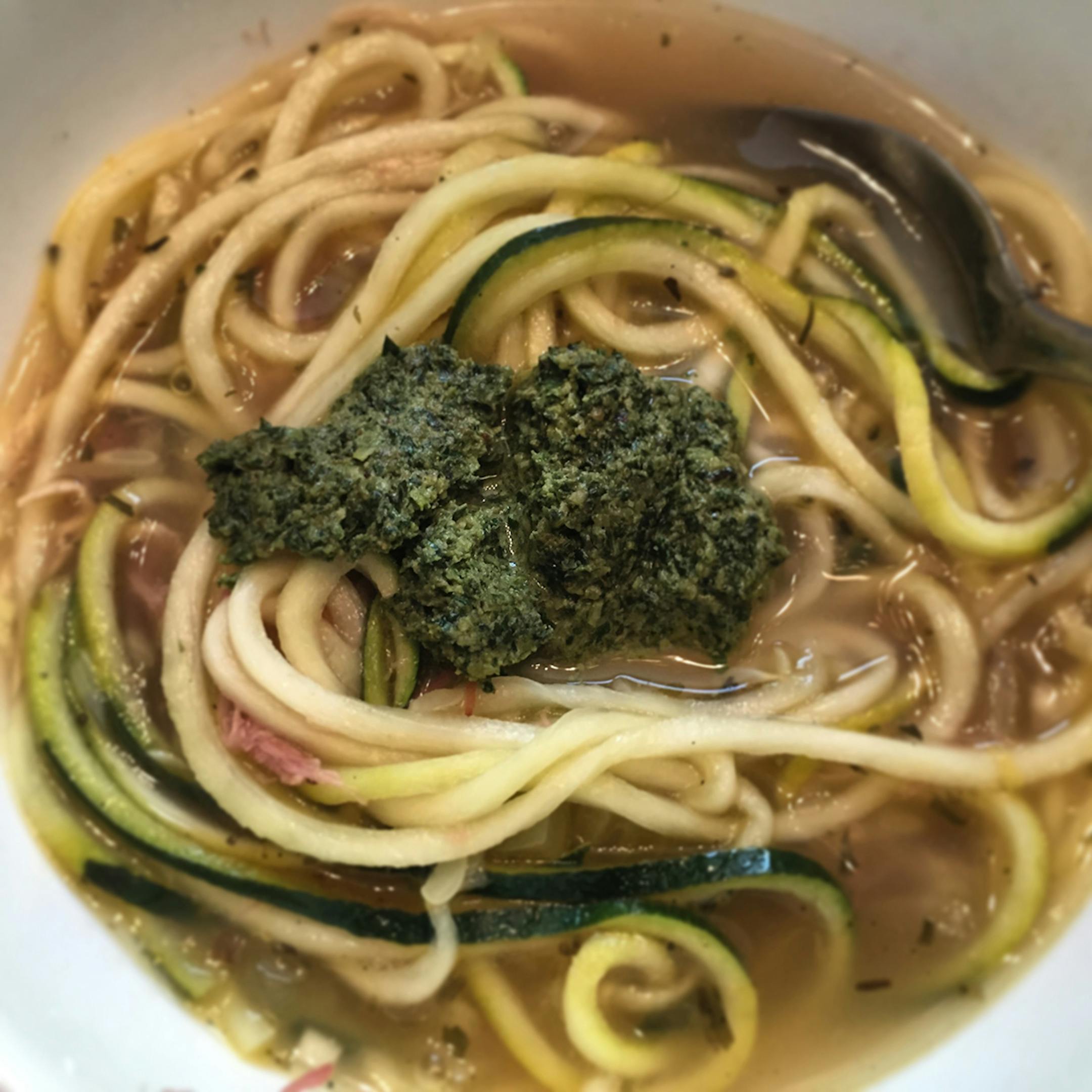 Credit Sharyn Jackson, Star Tribune Chicken Soupe au Pistou with Zucchini Noodle.