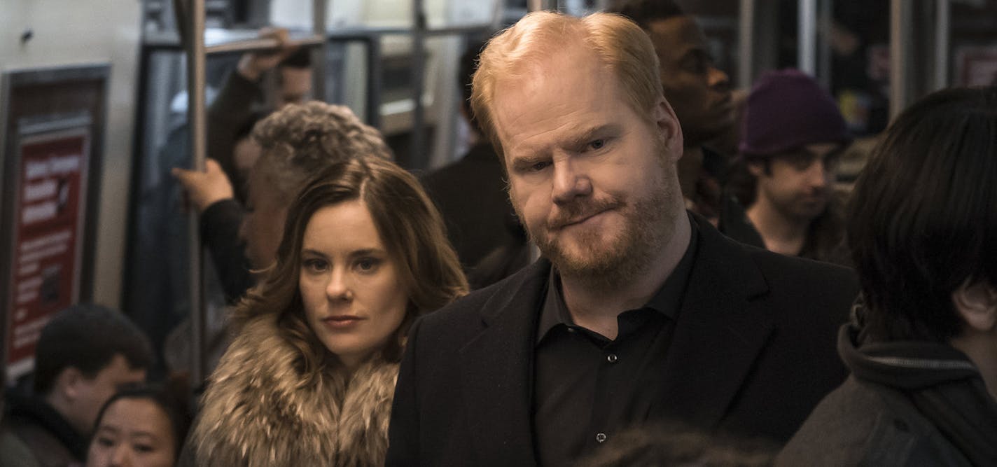 Jeannie (Ashley Williams) and Jim (Jim Gaffigan) take a ride together on the subway. &#xec;The Jim Gaffigan Show&#xee; airs Wednesdays at 10pm ET/PT on TV Land. Photo courtesy of TV Land