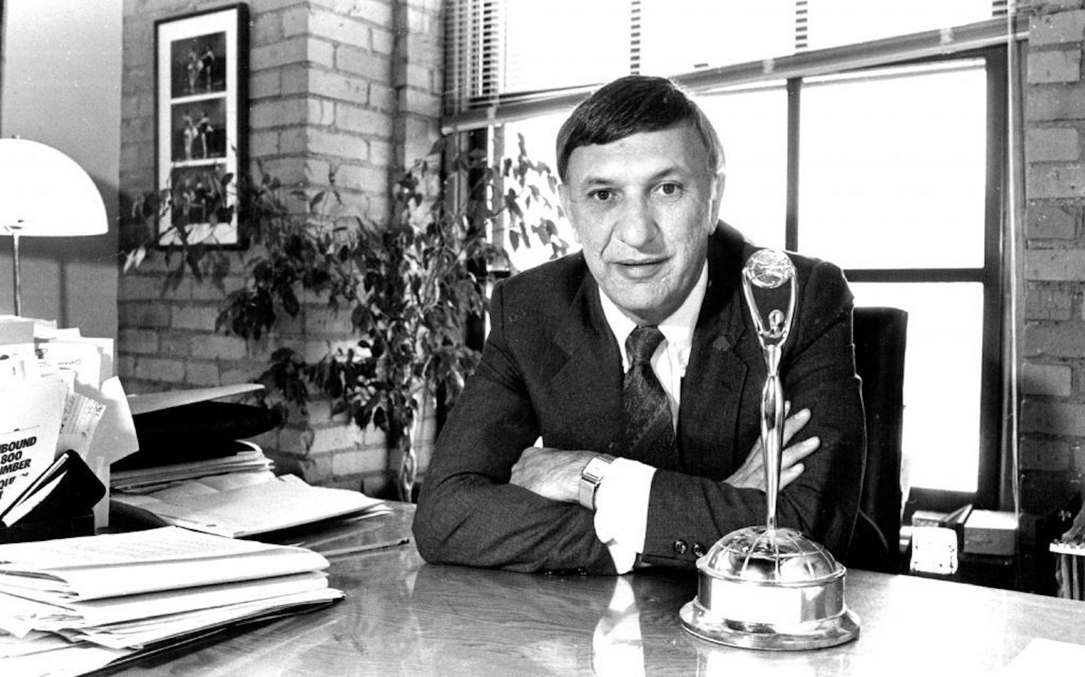 May 28, 1984 Connie Razidlo with the Clio he won for a TV commercial for the Independent Bankers of Minnesota: "A really powerful idea doesn't need a big budget." Tom Sweeney, Minneapolis Star Tribune