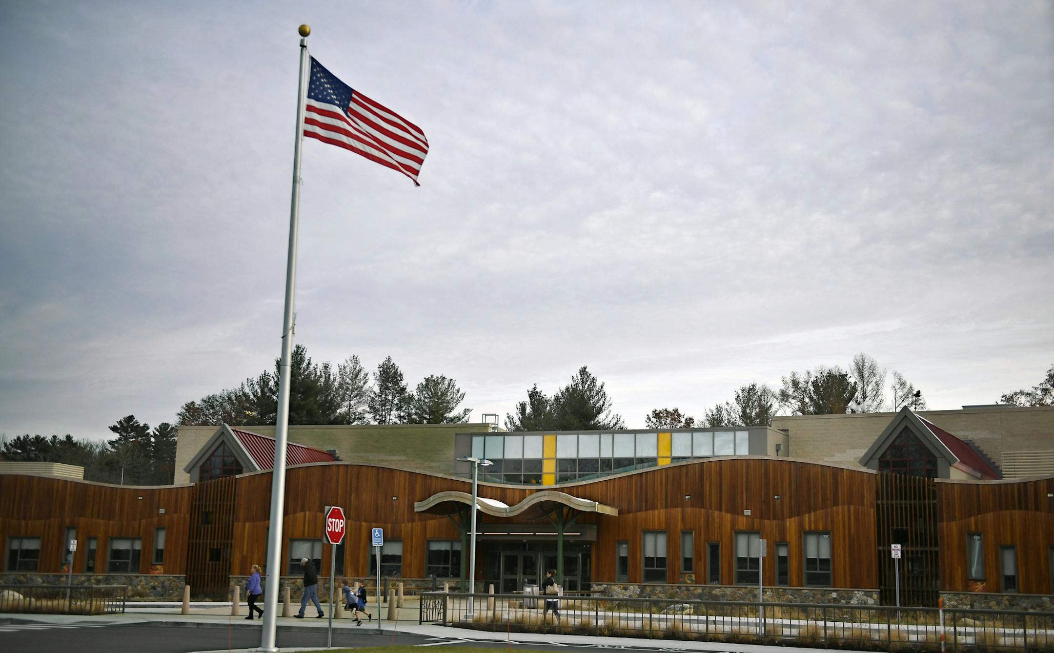 The new Sandy Hook Elementary School in Newtown, Conn., Dec. 2, 2017. To see Newtown in 2017, five years after what residents commonly refer to as ìthe tragedyî or ì12/14,î is to see how grief endures and evolves and how a community can, however fitfully, negotiate a way forward. (Jessica Hill/The New York Times)