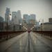 As severe weather approached downtown Minneapolis Thursday afternoon the Stone Arch bridge, normally full of pedestrians, was empty. ] MCKENNA EWEN mc
